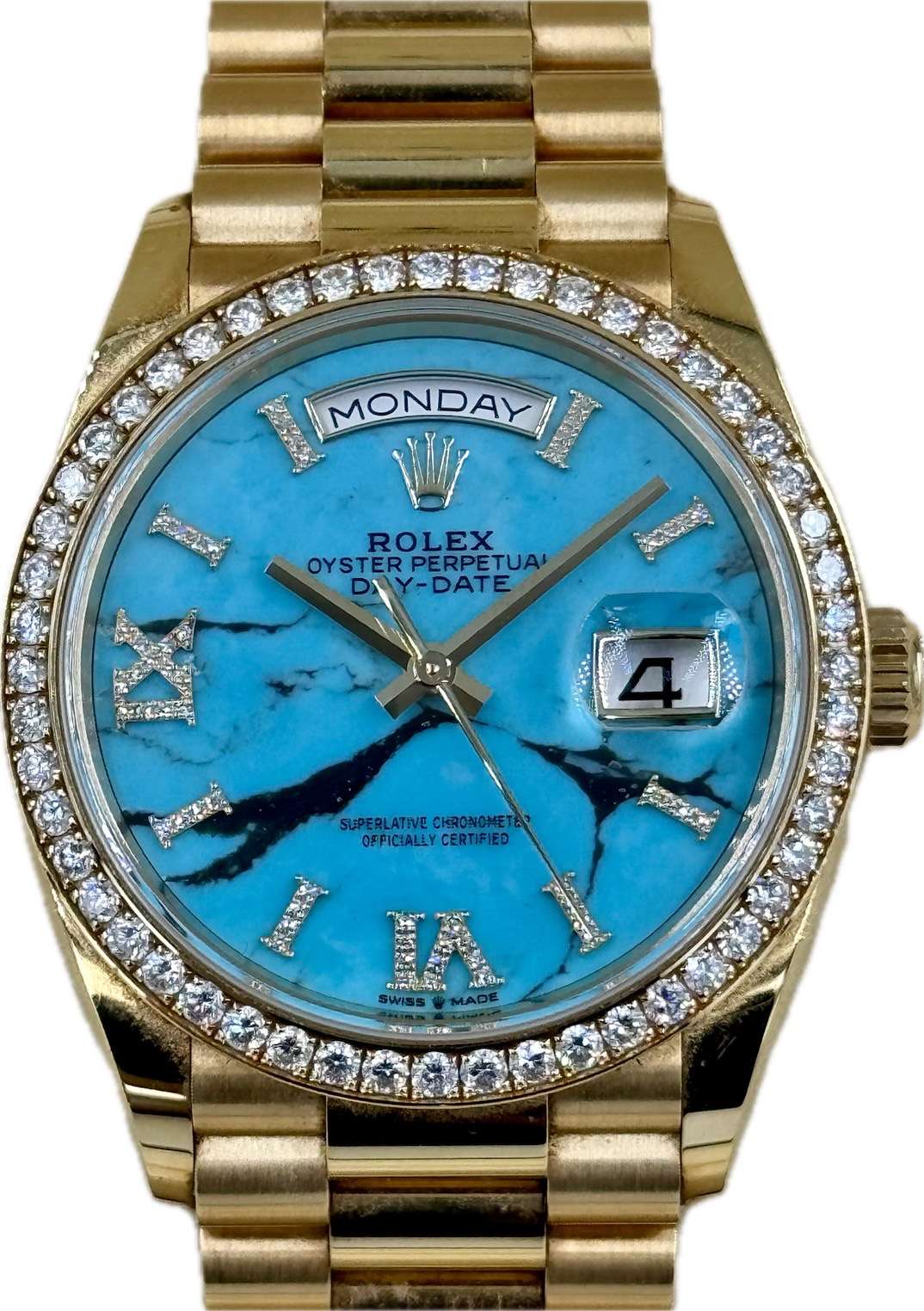 ROLEX(ロレックス)デイデイト 128348RBR ダイヤモンド入りターコイズ