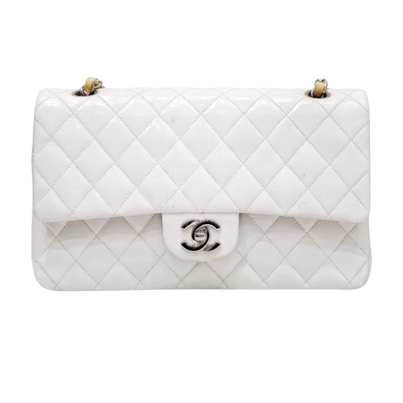 CHANEL(����ͥ�) W�ե�åץ������󥷥����� ���������Хå� �ۥ磻��(SV��������) �쥶�� ���A D62
