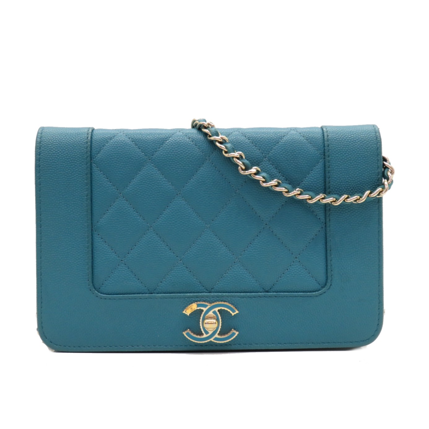 CHANEL(シャネル) マトラッセ マドモアゼル チェーンウォレット ブルー 