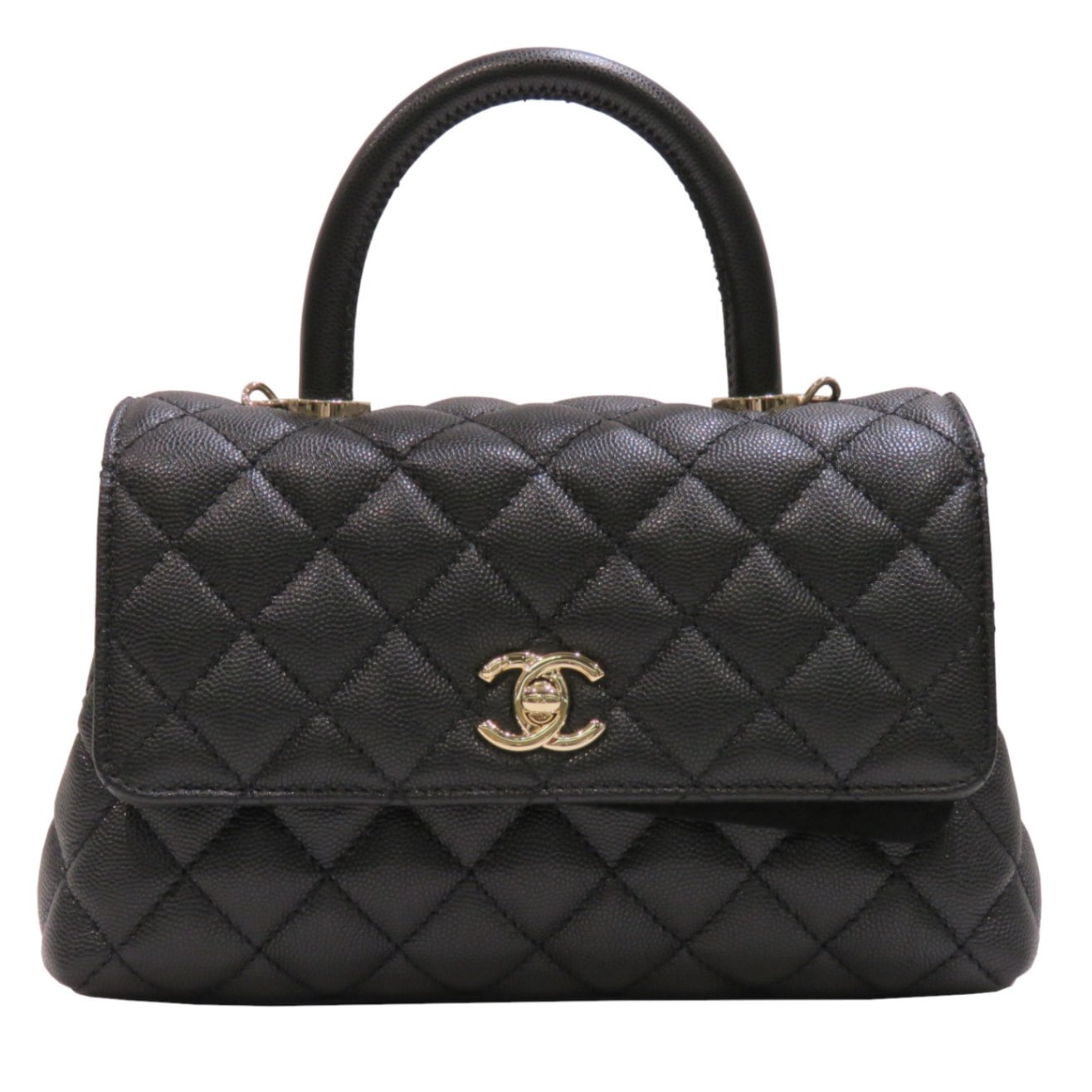 cocohandle 24 ブラック キルティング ショルダーバッグ CHANEL (シャネル) ココハンドル XS(24) ハンドバッグ ショルダー