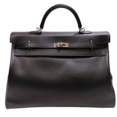 HERMES (エルメス) ケリー50 ヴォヤージュ ハンドバッグ ショルダーバッグ ブラック(SV金具) エヴァーカラー Z刻印 ランクA DD41 銀座店