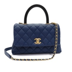CHANEL (シャネル) ココハンドル XS(24) ネイビー(G金具) A92990 型押パイソンハンドル キャビア シール/26番台 ランクA（上野店）