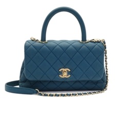 CHANEL (シャネル) ココハンドル XS(24) ターコイズブルー(SG金具) A92990 キャビア ギャラ/シール/30番台 ランクA（上野店）