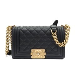 CHANEL(シャネル) ボーイシャネル スモールチェーンショルダー ブラック G金具 ラムスキン シール/26番台 ランクA（上野店）
