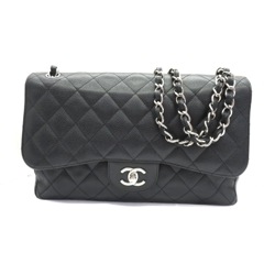 CHANEL(シャネル) 　Wフラップチェーンショルダー　ブラック　SV金具　キャビアスキン　シール/16番台　中古AB　上野店