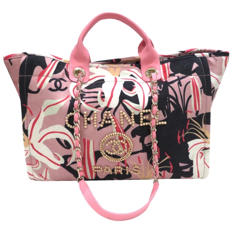 CHANEL(シャネル) ドーヴィル トートバッグ ピンク(マルチカラー CHANEL(シャネル) ドーヴィル トートバッグ ピンク(マルチカラー