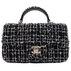 CHANEL(シャネル) トップハンドルミニクラシックハンドバッグ ショルダーバッグ AS2431 ブラック ツィード・スパンコール ランクA L143 銀座店