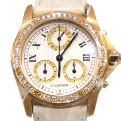 Cartier (カルティエ) サントスラウンドクロノリフレックス  腕時計 15300C1049 ホワイト ホワイトレザー ギャラ無し 内箱・OH証明書・冊子有 中古A P-052 銀座店