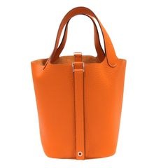 HERMES (エルメス) ピコタンPM トートバッグ ハンドバッグ オレンジ(シルバー金具) トリヨン W刻印 未使用 O259 銀座店