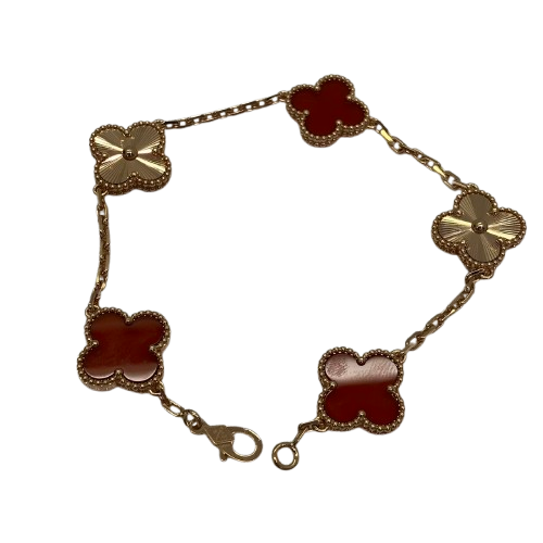 ヴィ﻿ンテ﻿ージ‌アル‌ハン﻿ブラ 5モチーフ カーネリアン ブレスレット ヴィンテージ アルハンブラ ブレスレット、5モチーフ 18K ローズ