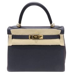 HERMES (エルメス) ケリー28 ショルダーバッグ ハンドバッグ ブルーニュイ(ゴールド金具) トゴ A刻印 ランクA P61 銀座店