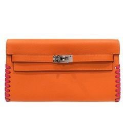HERMES (エルメス) ケリートゥーゴートレサージュ 財布 長財布 ショルダーバッグ オレンジ(シルバー金具) エプソン W刻印 ランクA P203 銀座店