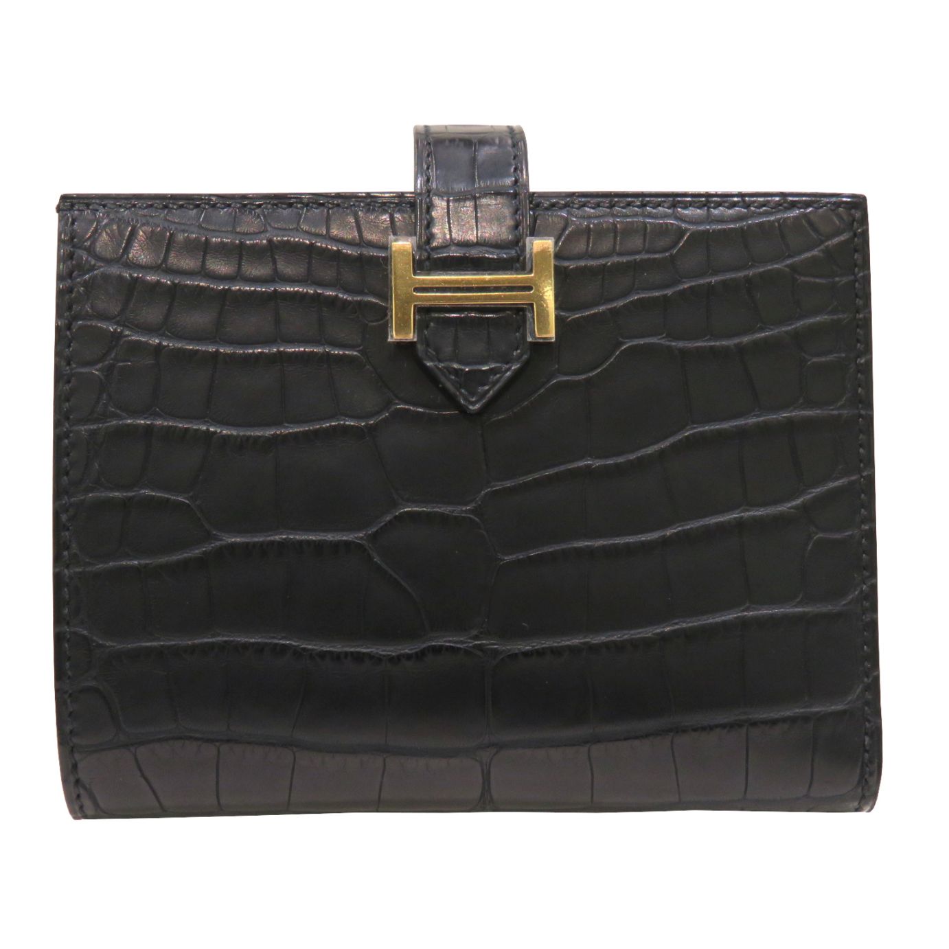 HERMES エルメス ベアンミニ ノワール 黒 W刻印 エプソン ゴールド金具