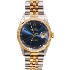 ROLEX (ロレックス) デイトジャスト36 腕時計 16233 ブルー YG/SS 未調整 付属品完品 中古 S-276 銀座店