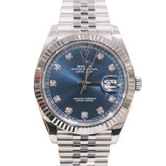 ROLEX (ロレックス) デイトジャスト41 腕時計 126334 ブライトブルー 10Pダイヤ SS/WG ジュビリー 未調整 付属品完品 新品同様 T-001 銀座店