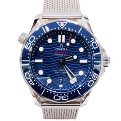 OMEGA (オメガ) シーマスター ダイバー 腕時計 210.30.42.20.03.001 ブルー SSメッシュベルト 純正SS替えベルト付 付属品完品 新品同様 T-073 銀座店