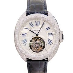 Cartier (カルティエ) クレ ドゥ カルティエ フライングトゥールビヨン 腕時計 HPI00933 シルバー WG レザー 中古美品 T-121 銀座店
