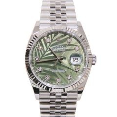 ROLEX (ロレックス) デイトジャスト36 腕時計 126234G オリーブグリーン パームモチーフ 10Pダイヤ SS/WG ジュビリー 未調整 付属品完品 未使用 T-135 銀座店