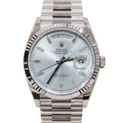 ROLEX (ロレックス) デイデイト36 腕時計 128236A アイスブルー 10Pダイヤ プラチナ プレジデントブレス 付属品完品 未使用 U-213　銀座店