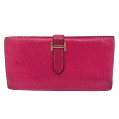 【極美品】HERMES エルメス　べアンスフレ　リザード　ピンク　X刻印　長財布 美品☆ エルメス ベアンスフレ エプソン 長財布 ピンク X刻印
