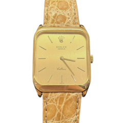 ROLEX(ロレックス) チェリーニ ゴールド文字盤 18K素材 4番(75年) 尾錠純正、革ベルト社外品 本体のみ 中古品 UG-415 (上野店)