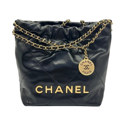 CHANEL(シャネル) CHANEL22 ミニハンドバッグ AS3980 ブラック(G金具) シャイニーカーフスキン シリアルプレート 中古A (上野店)
