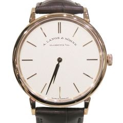 A.LANGE＆SOHNE (ランゲ＆ゾーネ) サクソニアフラッハ 腕時計 201.033 ホワイト PG/レザー 正規品レザーベルト付属 付属品完品 中古 U-109 銀座店