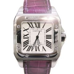 Cartier (カルティエ) サントス100LM 腕時計 W20073X8 ホワイト SS/レザー 本体のみ 中古 U-113 銀座店