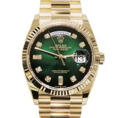 ROLEX (ロレックス) デイデイト36 腕時計 128238 グリーンオンブレ 10Pダイヤ YG プレジデントブレス 付属品完品 中古美品 U-177 銀座店