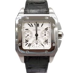 Cartier (カルティエ) サントスクロノグラフXL 腕時計 W20090X8 ホワイト SS レザー 中古美品 U-181 銀座店