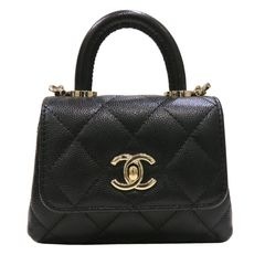 CHANEL (シャネル) ココハンドル エクストラミニ ショルダーバッグ AP4244 ブラック/シャンパンゴールド金具 キャビアスキン ランクA T61 銀座店
