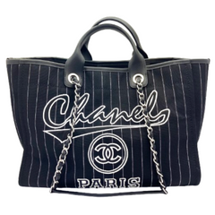 CHANEL(シャネル) ドーヴィル 2wayトートバッグ A66941 キャンバス/レザー ブラック/SV金具 ランダムプレート ランクSA (上野店)