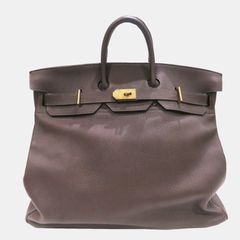 HERMES (エルメス) オータクロア50 ハンドバッグ ブラウン系/ゴールド金具 トゴ □L刻印 Aランク T114 銀座店