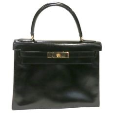 HERMES (エルメス) ケリー28 ショルダーバッグ  ブラック(ゴールド金具) ボックスカーフ 〇Q刻印 Ａランク Ｔ４ 銀座店