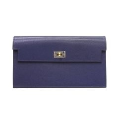 HERMES (エルメス) ケリーポケットロング ブルーサフィール/エレクトラム金具 シェーブル W刻印 未使用 R18 銀座店
