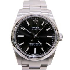 ROLEX (ロレックス) オイスターパーペチュアル34 腕時計 124200 ブライトブラック SS オイスター 付属品完品 中古 X-020 銀座店