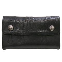 CHROME HEARTS (クロムハーツ) ウェーブクロスパッチ 長財布 ブラック レザー ランクA V21 銀座店