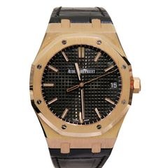 AUDEMARS PIGUET (オーデマ・ピゲ) ロイヤルオーク オートマティック 腕時計 15500OR.OO.D002CR.01 ブラック PG/レザー 付属品完品 中古美品 X-079 銀座店