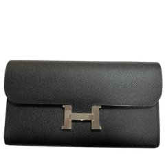 HERMES （エルメス) ドゴンGM 長財布 ブラック(SV金具) トリヨン □Q