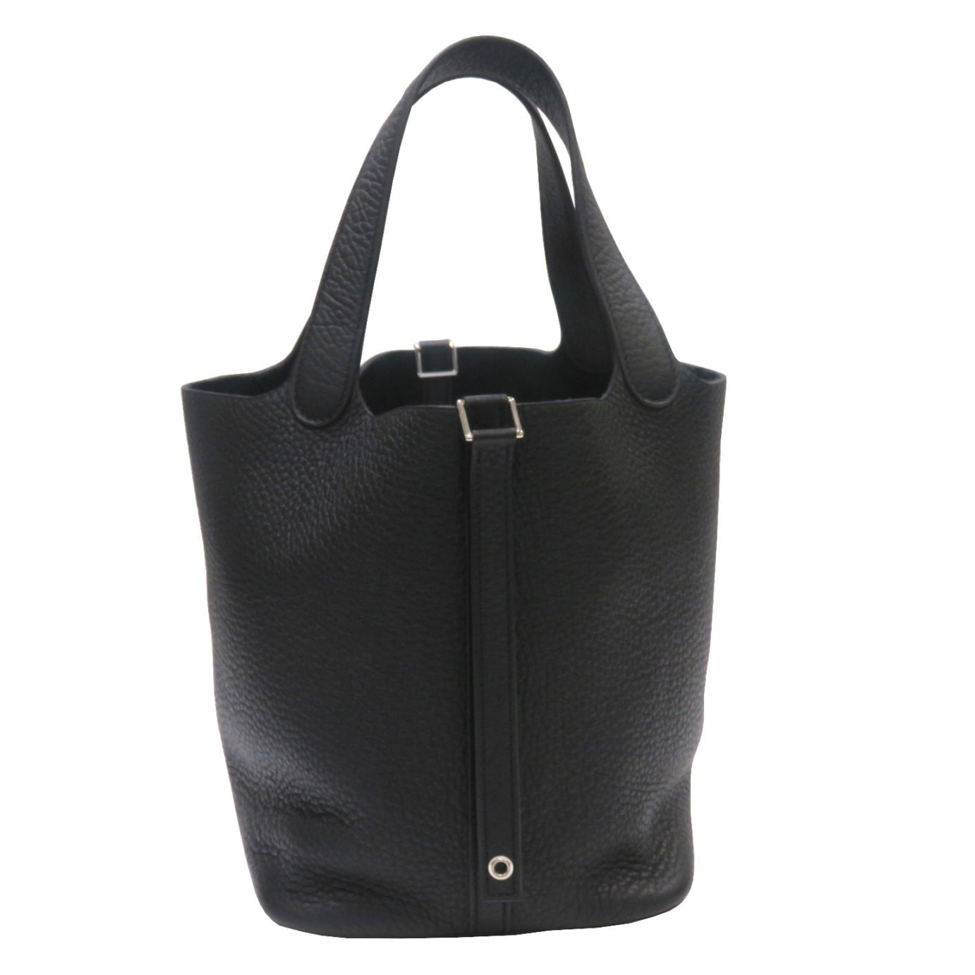 HERMES (エルメス) ピコタンMM ハンドバッグ ブラック/シルバー金具