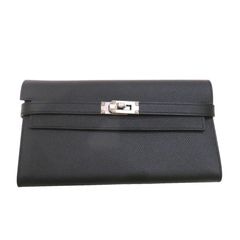 HERMES （エルメス) ドゴンGM 長財布 ブラック(SV金具) トリヨン □Q