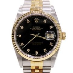 ROLEX (����å���) �ǥ��ȥ��㥹�� �ӻ��� 16233G �֥�å� 10P������ SS/YG ̤Ĵ�� �����ץ󥮥�� ����� Z-083 ���Ź