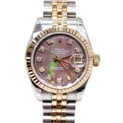 E-096 ROLEX (����å���) �ǥ��ȥ��㥹��26 �ӻ��� 179171NG �֥�å������� 10P������ SS/PG ����ӥ꡼ ���ΤΤ� ��� ���Ź