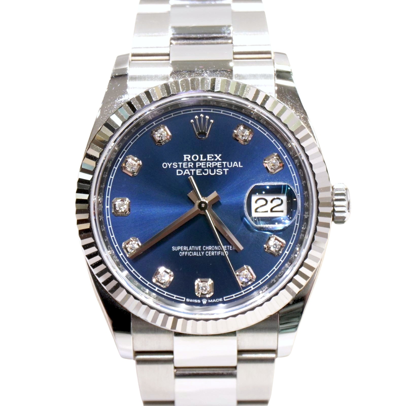 E-002 ROLEX (ロレックス) デイトジャスト36 腕時計 126234G ブルー 