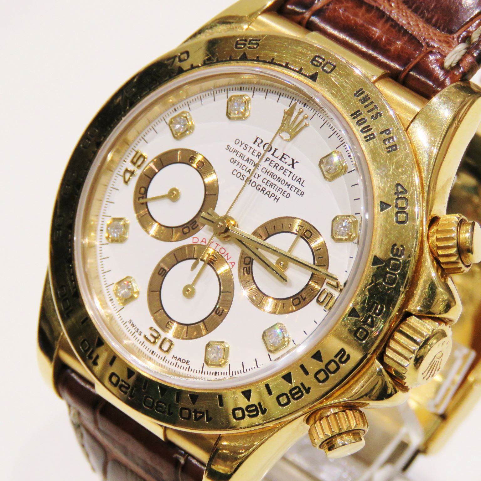 ROLEX (����å���) �����⥰��եǥ��ȥ� �ӻ��� 16518G �ۥ磻�� 8P������ YG/�쥶�� ����� B-268 ���Ź