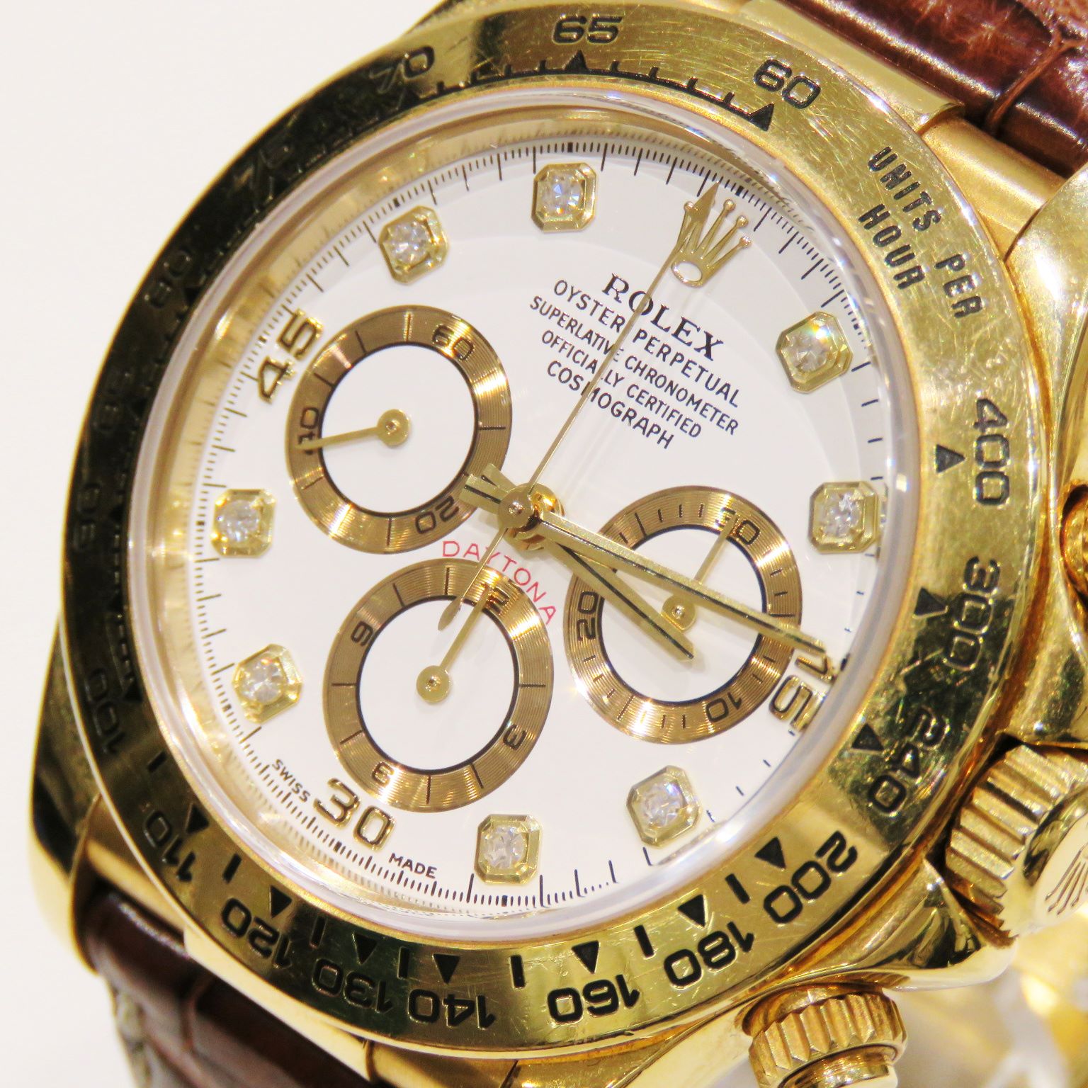 ROLEX (����å���) �����⥰��եǥ��ȥ� �ӻ��� 16518G �ۥ磻�� 8P������ YG/�쥶�� ����� B-268 ���Ź