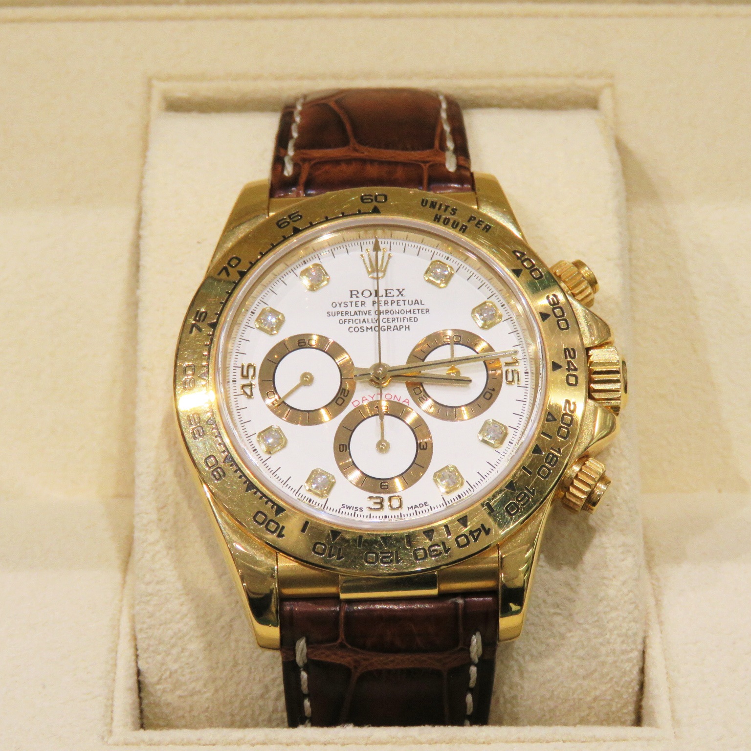 ROLEX (����å���) �����⥰��եǥ��ȥ� �ӻ��� 16518G �ۥ磻�� 8P������ YG/�쥶�� ����� B-268 ���Ź
