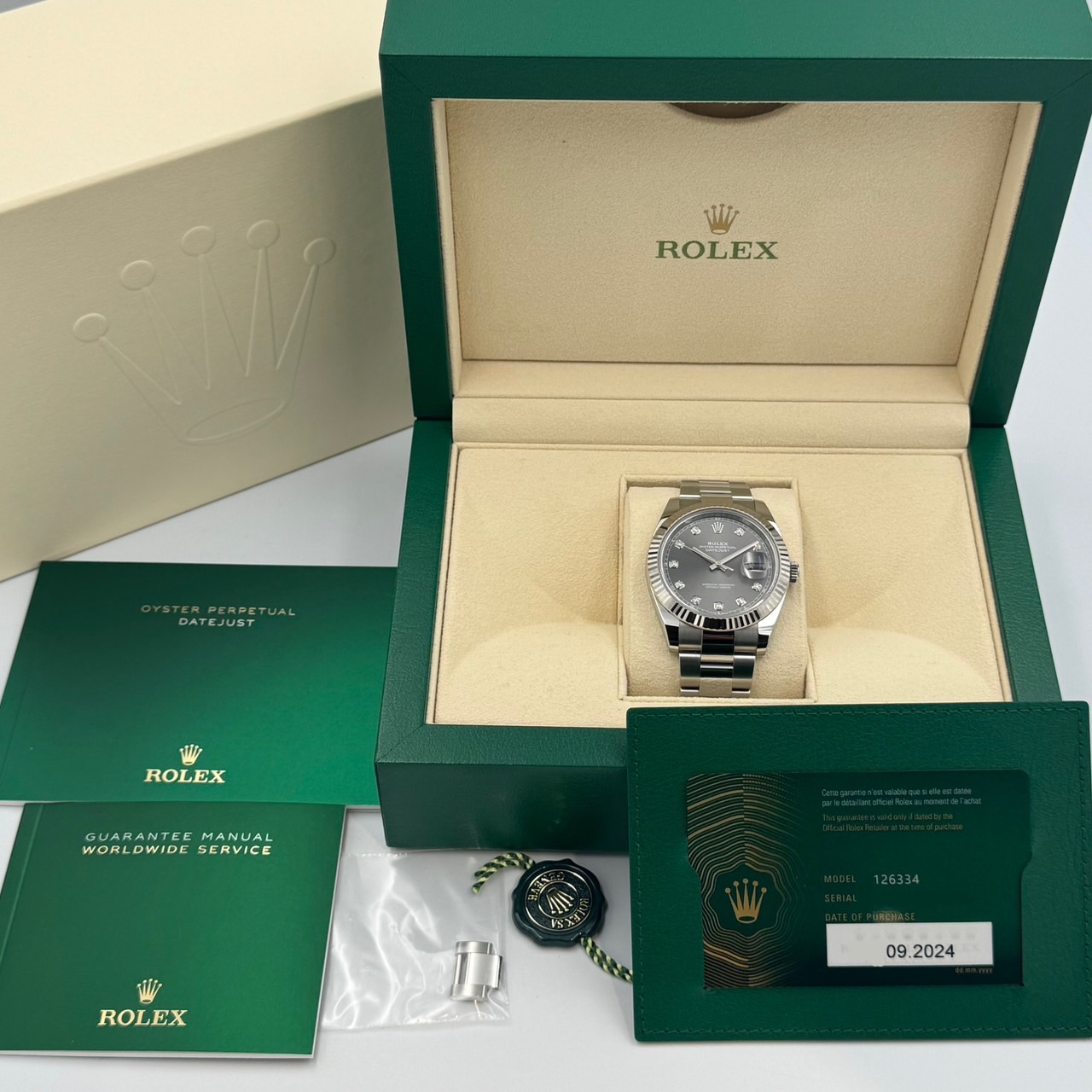ROLEX(����å���)�ǥ��ȥ��㥹��41 126334 10PD���졼�� WG/SS ������� ���ض�Ź CAT-751