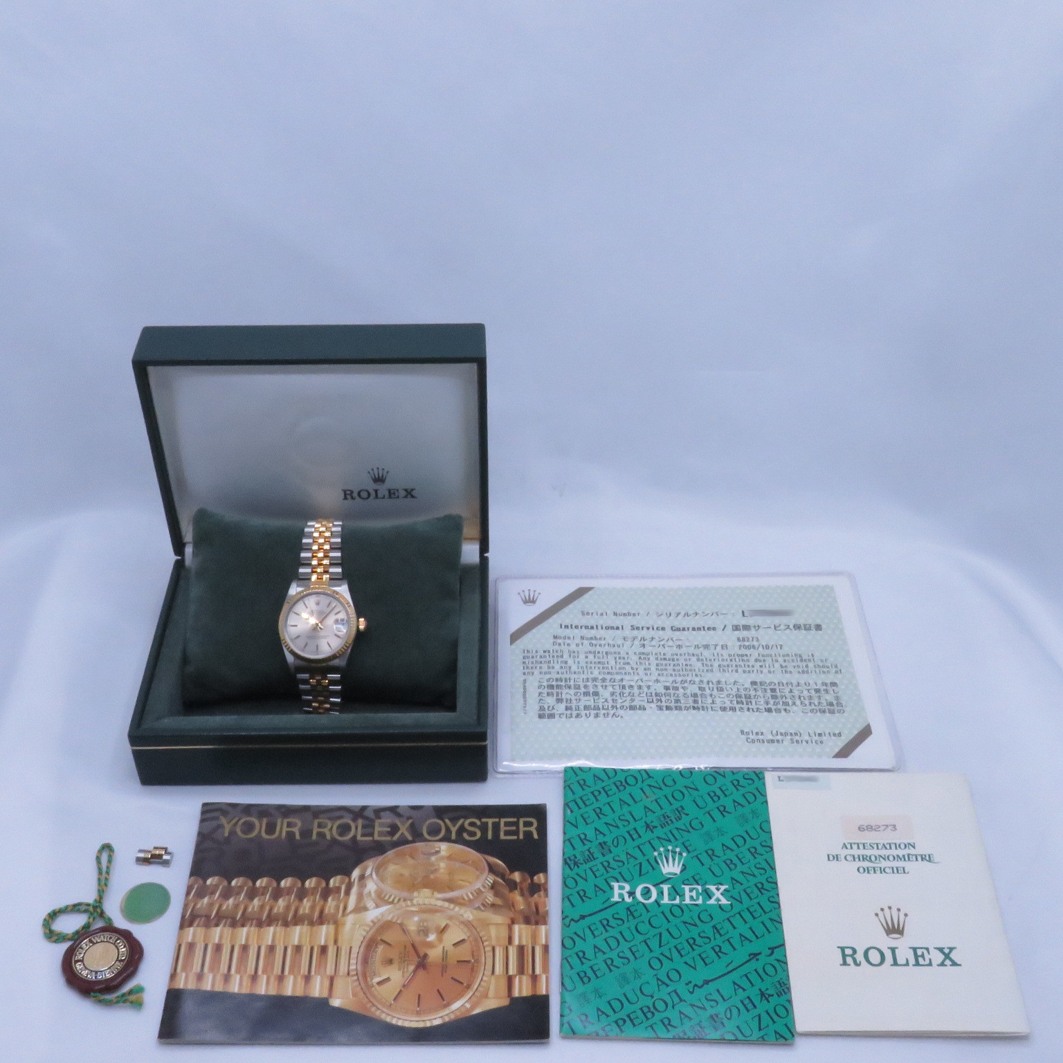 ROLEX(����å���)/�ǥ��ȥ��㥹��31/68273/�����ѥ�/����ӥ꡼/L��(1989��1990)/OH����Ź(2006.10��)����Ĵͭ/���A/NAC-450��̾�Ų�Ź��