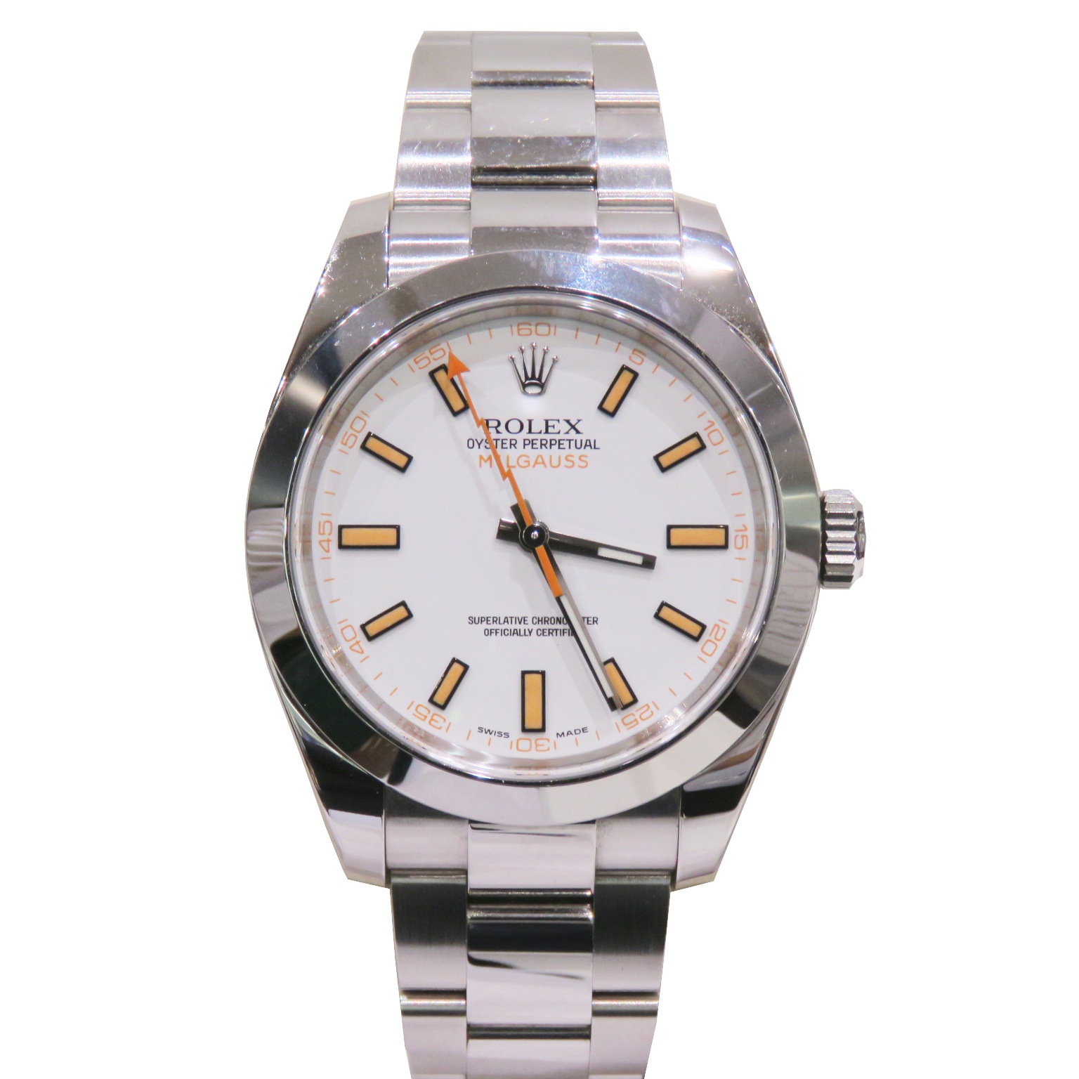 ROLEX (����å���) �ߥ륬���� �ӻ��� 116400 �ۥ磻�� SS ���������� ̤Ĵ�� ��°�ʴ��� ������� W-221 ���Ź